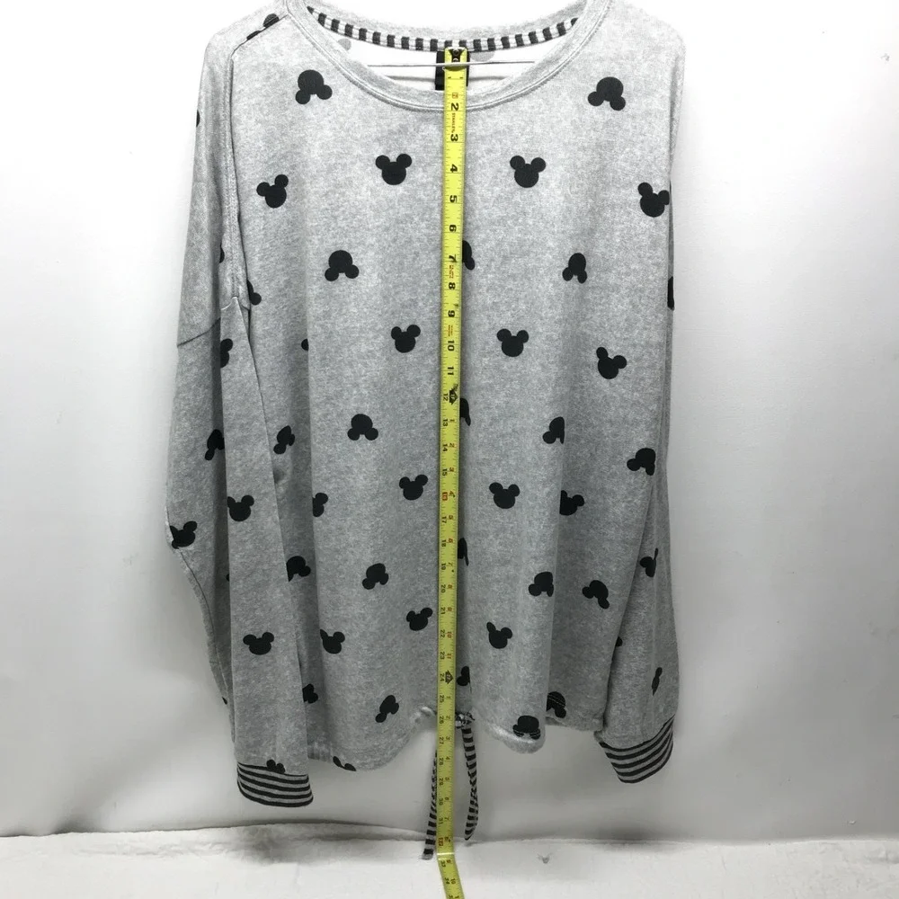 Disney Mickey Mouse Ears Pajama Shirt Pant 2pc Set Heather Gray Sz XL Loungewear - Picture 4 of 11